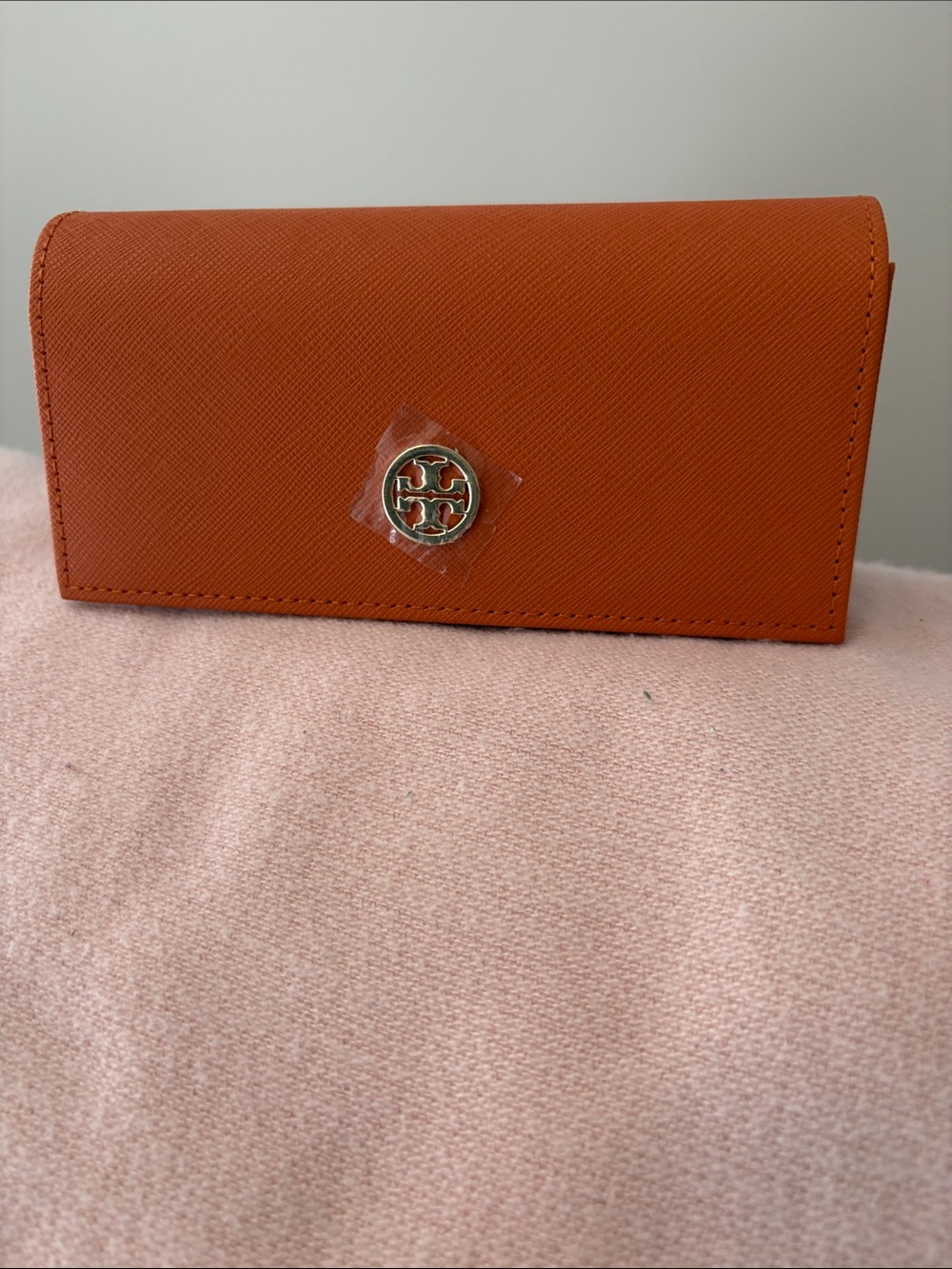 Tory Burch Orange Saffiano Leather Sunglasses Case